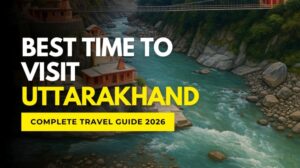 Scenic view of a river and bridge in Uttarakhand promoting the best time to visit in 2026