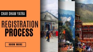 Char Dham Yatra registration process 2026 poster showing sacred temples and registration details.