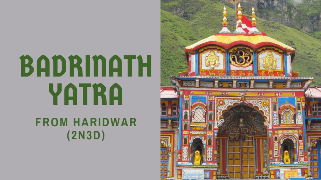 Pilgrims beginning the Badrinath Yatra from Haridwar with a peaceful mountain route.