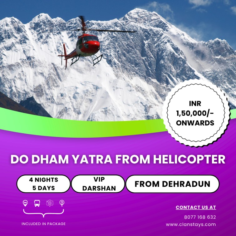 Do Dham Yatra by Helicopter From Dehradun – 3N/4D Kedarnath Badrinath Tour Package