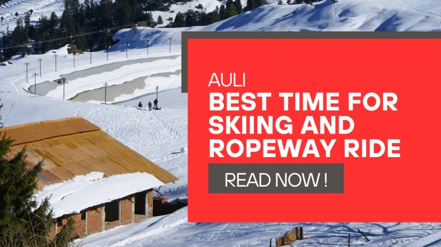 Auli snow-covered slopes during winter – best time for skiing and ropeway ride