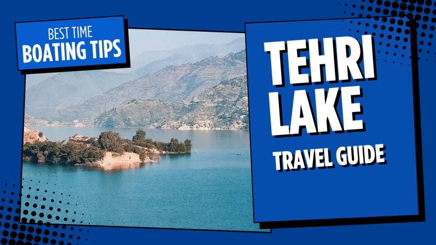 Scenic view of Tehri Lake surrounded by mountains in Uttarakhand