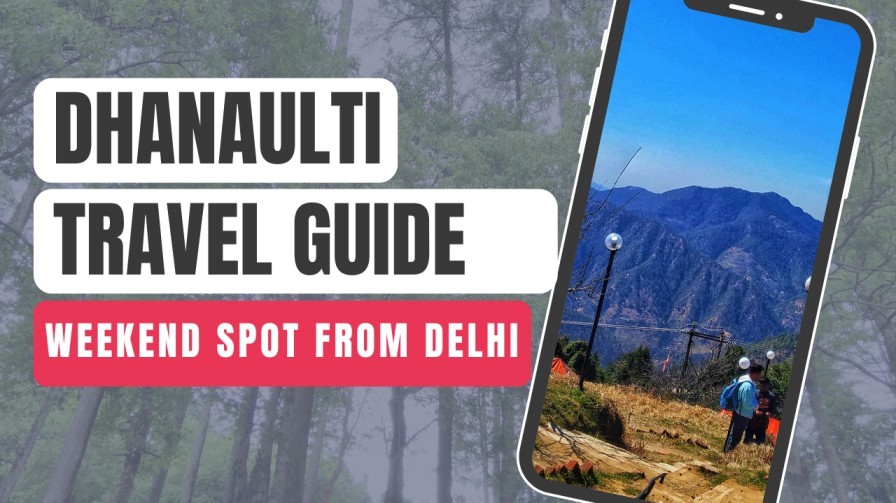 Dhanaulti hill view with travelers enjoying the scenic Himalayan landscape