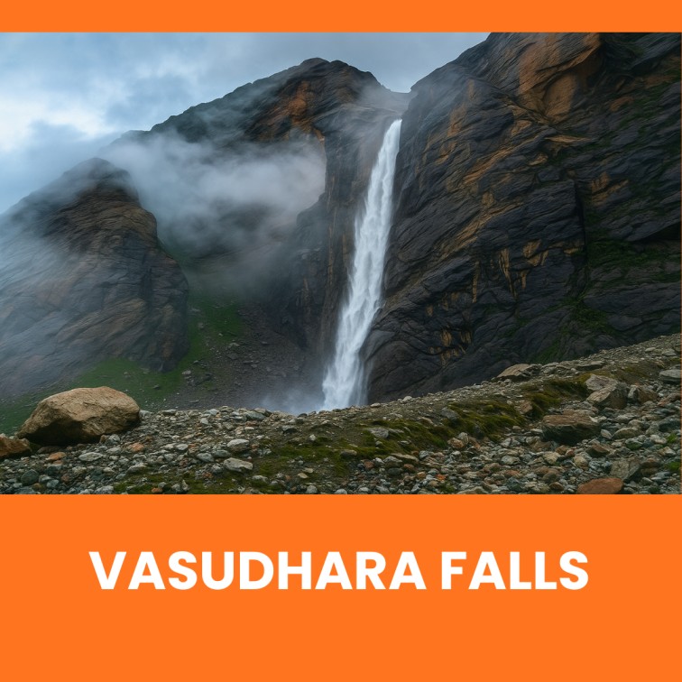 vasudhara falls near badrinath image with simple details for char dham temple tour and family char dham yatra