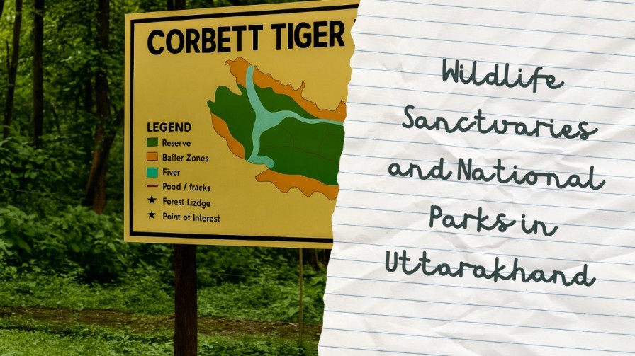 Signboard of Corbett Tiger Reserve inside a forest in Uttarakhand