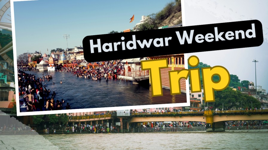Crowds visiting famous Haridwar tourist places and taking a holy dip in the river.