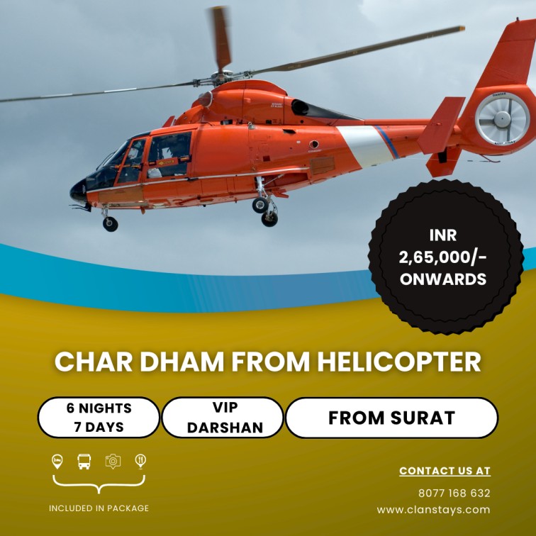 Helicopter Char Dham Yatra From Surat – 6N/7D Quick and Comfortable Holy Trip